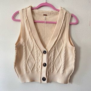 Free people cream sweater vest “Gilet” Size large